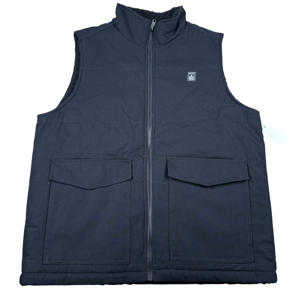Machine Custom Co Vest Mens Medium Black Sherpa Lined Canvas Workwear Gorpcore